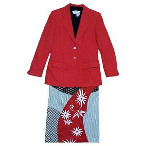 MaxMara 3 piece Skirt & Blazer Set w/ Silk Top, Skirt/Top Size 12,Jacket Size 10